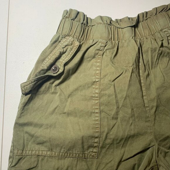 JANE AND DELANCEY WOMENS SMALL PAPER BAG SHORTS OLIVE ARMY GREEN CARGO - Picture 2 of 15
